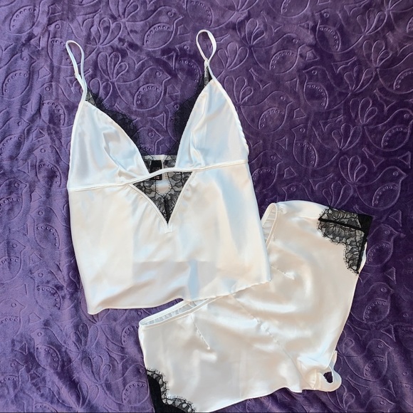 Rare Very Sexy Lace Satin Cami Short Sleep Set S - Picture 1 of 11